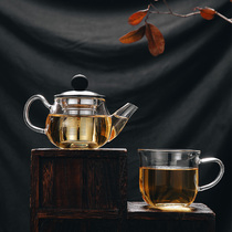 Ya Feng and Heping pot thickened high temperature resistant glass bubble teapot stainless steel filter household flower tea set