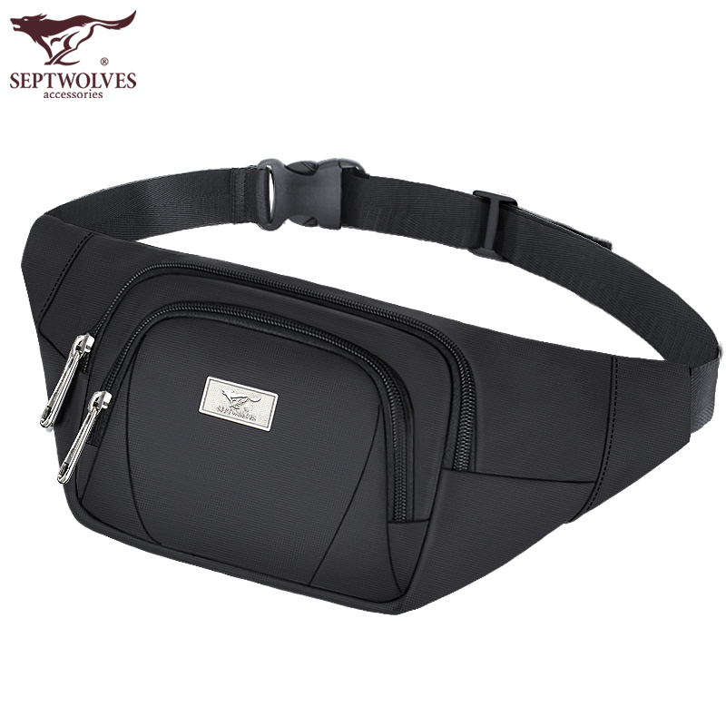 Seven Wolves Men's Purse Canvas Multifunction Mobile Phone Bag Collection Silver Bag Outdoor Running Bag Large Capacity Sports Purse