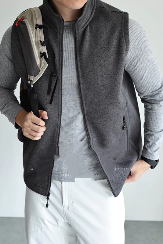 6028 Men's Stand-Up Collar Zippered Fleece-Lined Business Casual Layered Vest ~ Factory Benefits! B17