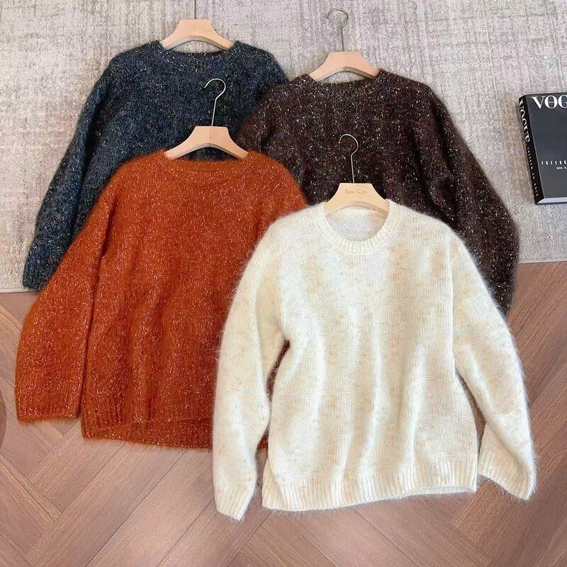 Qiqi 10.22 Zl Home [Mulberry Silk + Cashmere] Special Yarn Round-Neck Brushed Top 6192