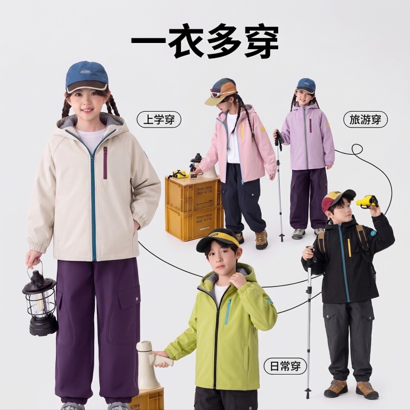 Rainbow Home 2026 Autumn and Winter Outdoor Fleece-Lined Softshell Jacket # 33035