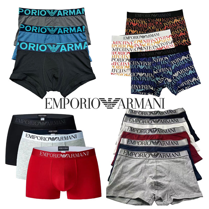 Emporio Armani2026 Armani Men's Boxer Briefs Modal Cotton Breathable Three-Pack Gift Box Emporio Armani2026 Armani Men's Boxer Briefs Modal Cotton Breathable Three-Pack Gift Box