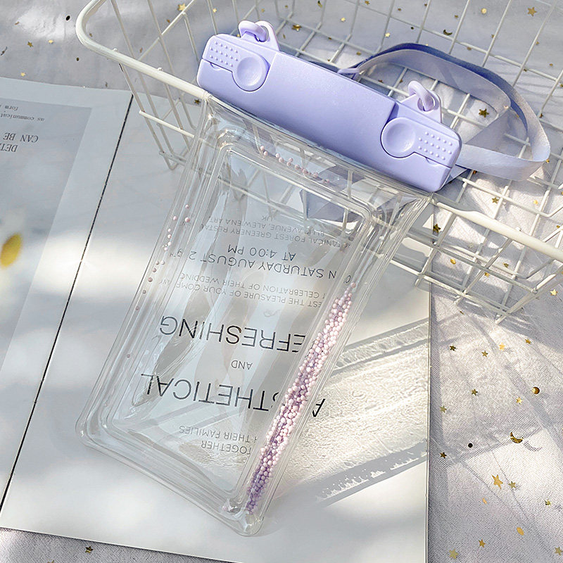 Solid color bubble inflatable colorful transparent mobile phone waterproof bag Apple Huawei universal seal touch screen swimming diving cover