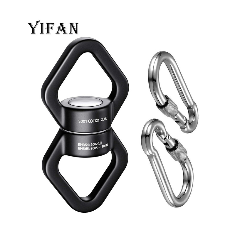 Aviation Aluminum 30Kn Rotating Ring Yoga Hammock Swivel Wheel Outdoor Rock Climbing Bungee 8-Shaped Rotating Buckle