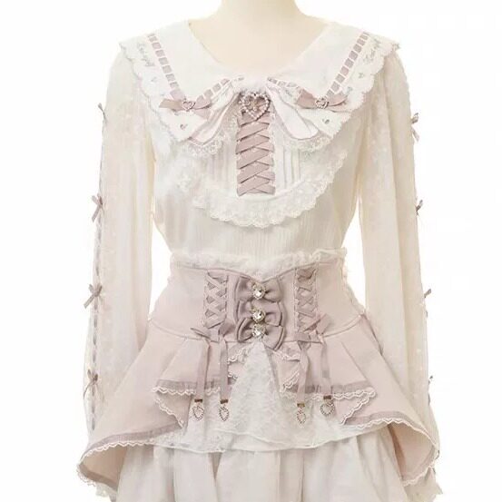 [In-Stock in China] Little Pig Daily Brand Lizlisa Square Neck Rail Shirt Long Sleeve
