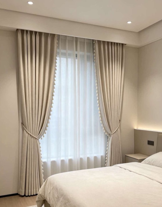 Shiguang Milk Tea Double-Sided Chenille Jacquard Blackout Curtains