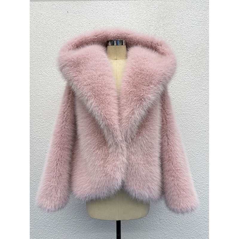 Imported from Haining, Women's Faux Fur Hooded Coat, New Style, Fashionable and Elegant Fur Coat