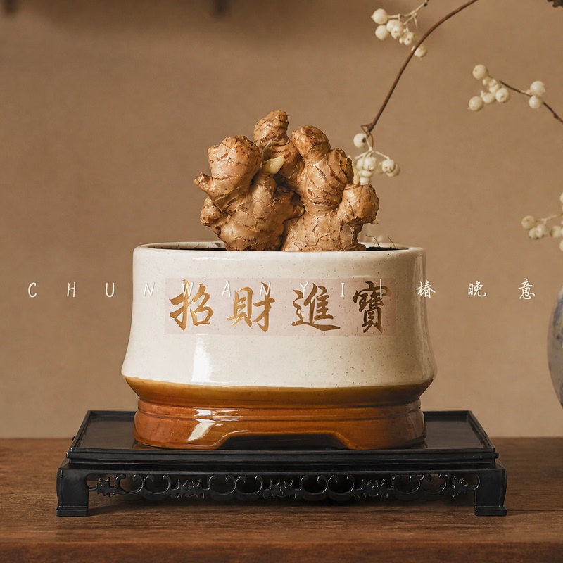 Lugen Soil Cultivation Potted Plant Set, Fortune-Attracting Flower Pot, Home Office Tea Table Decoration, Chinese-Style Ceramic Plate Lugen Soil Cultivation Potted Plant Set, Fortune-Attracting Flower Pot, Home Office Tea Table Decoration, Chinese-Style Ceramic Plate