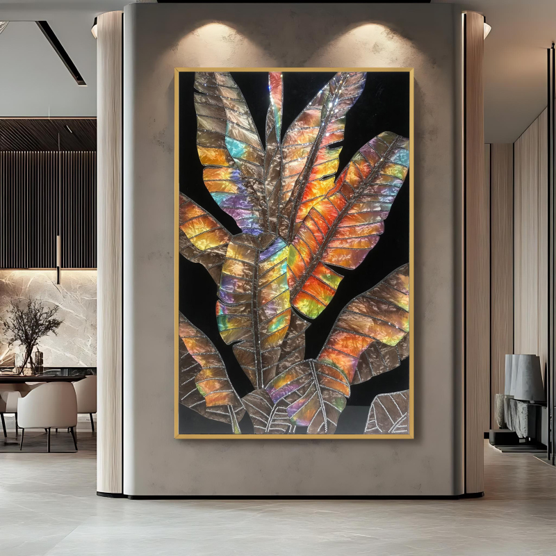 Chinese Modern Light Luxury Decorative Painting Enamel Color with Diamonds Hotel Corridor Wall Tempered Glass High-End Art Hanging Painting Chinese Modern Light Luxury Decorative Painting Enamel Color with Diamonds Hotel Corridor Wall Tempered Glass High-End Art Hanging Painting