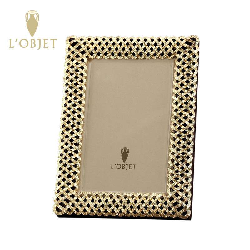 French Imported L’Objet Rectangular Photo Frame 6inch High-End Luxurious Vintage Metal Tabletop Ornament with a Sense of Sophistication