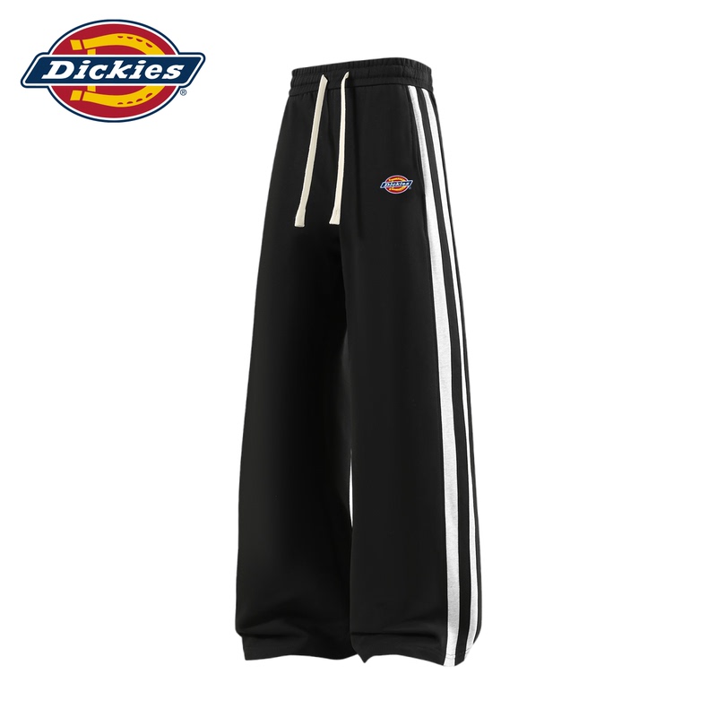 Dickies Official Sweatpants for Men and Women, Couple Wear, Autumn Loose Embroidered Straight-Leg Drawstring Wide-Leg Sports Casual Pants