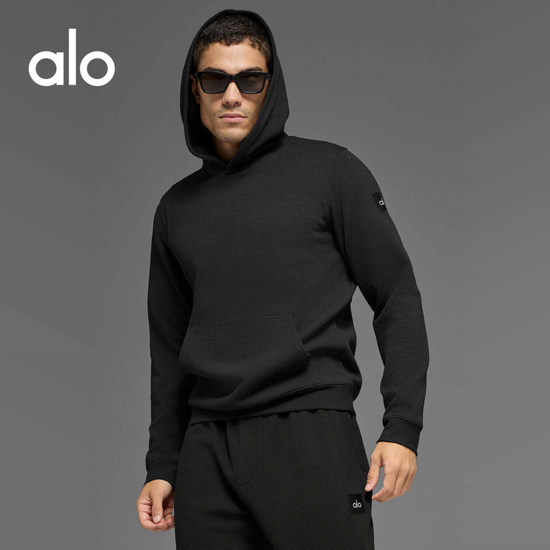 Alo｜Men's Waffle Loose Waffle Pattern Sports Hoodie Sweatshirt