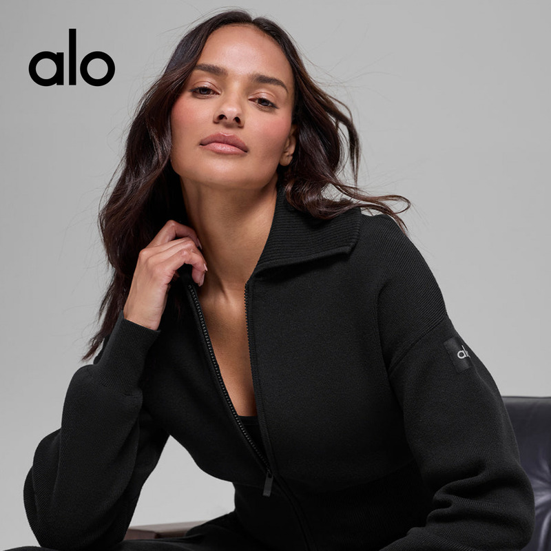 Alo｜Women's Scholar Short Lapel Zipper Stretch Knit Jacket
