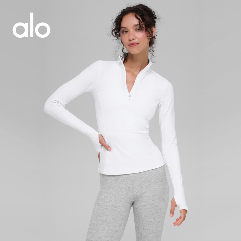 Alo｜Women's Alosoft Rapid Slim Fit Sports Casual Half-Zip Pullover Sweatshirt