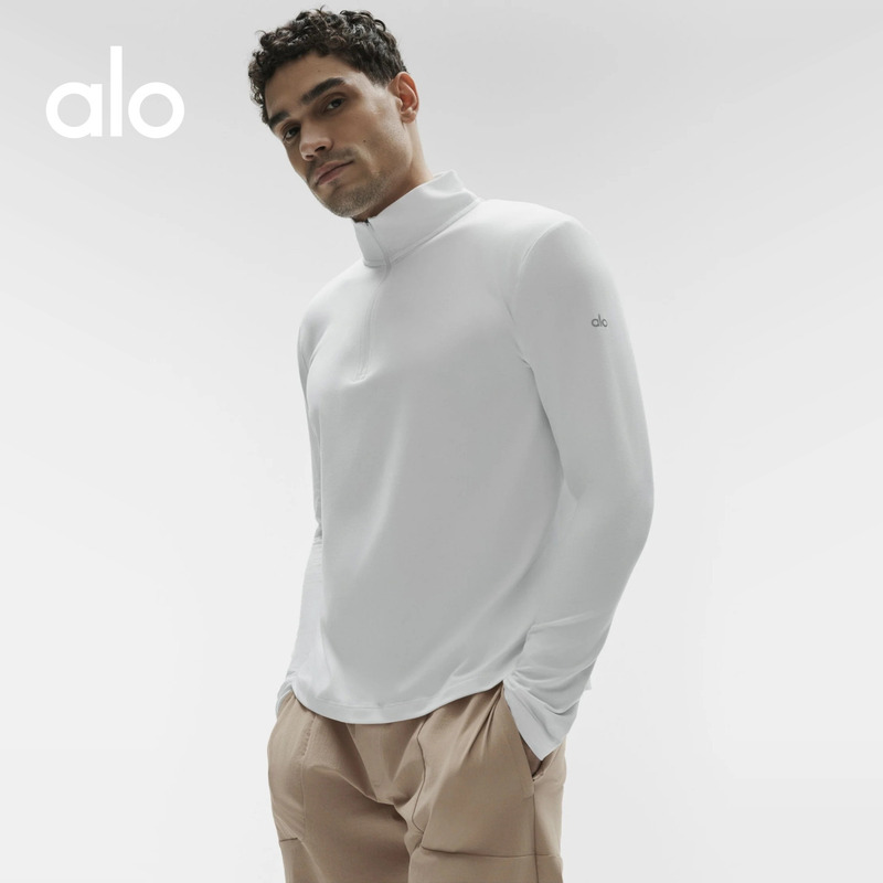 Alo｜Men's Conquer Reform Sports and Leisure Yoga Half-Zip Long Sleeve Top