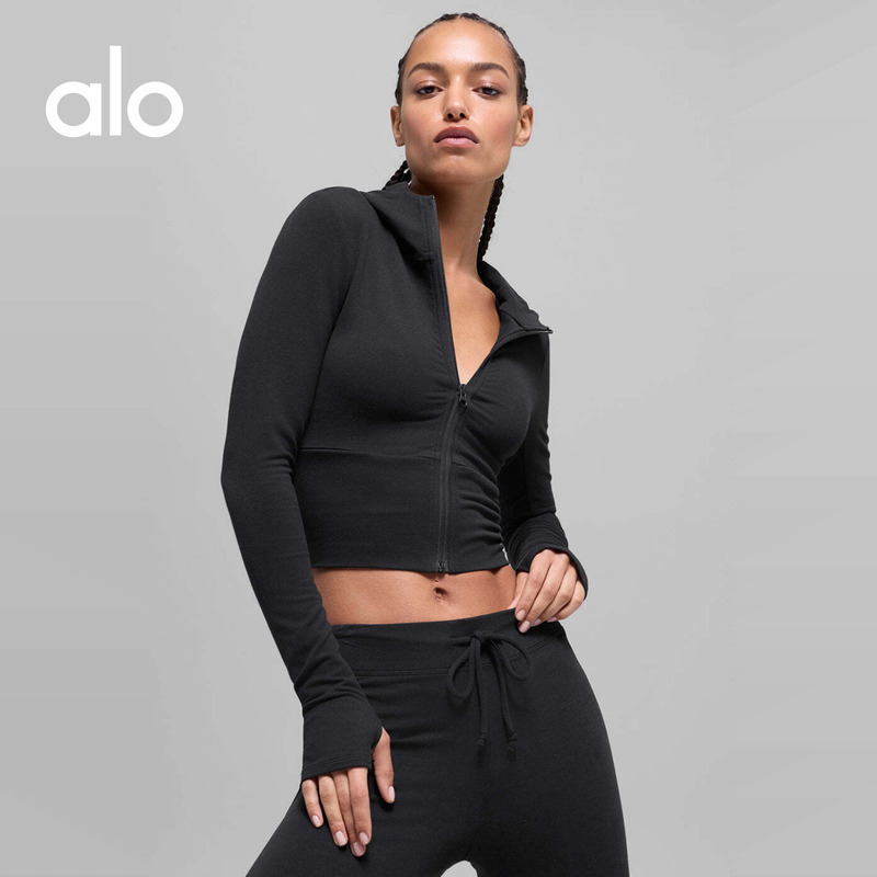 Alo｜Women's Sway Slim Fit Sports Casual Zipper Cotton Blend Stretch Hoodie