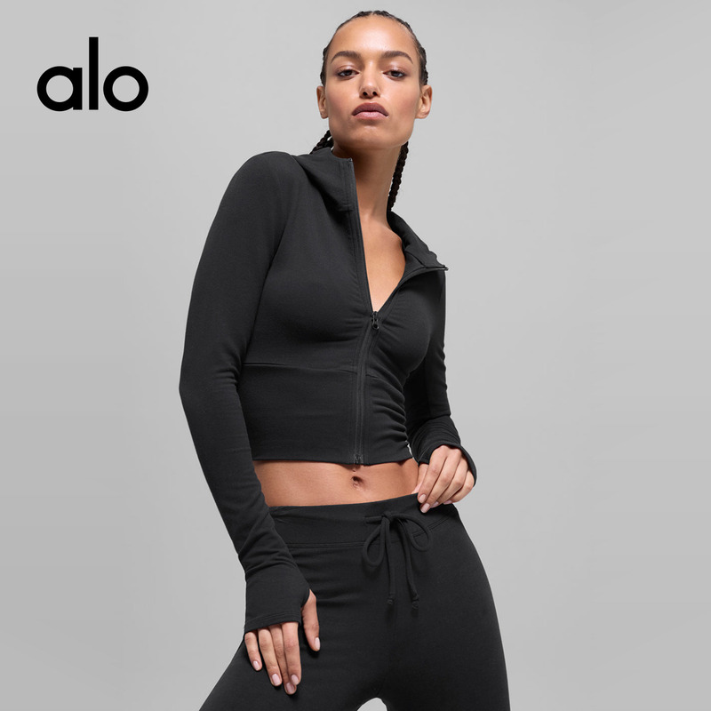 Alo｜Women's Sway Slim Fit Sports Casual Zipper Cotton Blend Stretch Hoodie