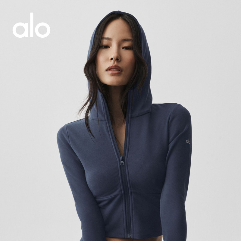 Alo｜Women's 2026 Autumn Sway Slim Fit Sports Casual Zipper Cotton Blend Stretch Hoodie