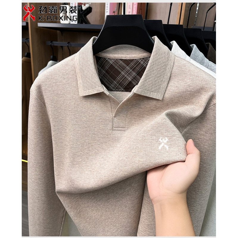 Jingba Men's Spring and Autumn New Long-Sleeve Business Old Money Style Color Series Apollo Color Cotton Polo Shirt T-Shirt Jingba Men's Spring and Autumn New Long-Sleeve Business Old Money Style Color Series Apollo Color Cotton Polo Shirt T-Shirt
