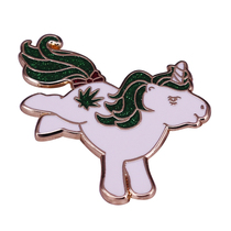 Green glitter unicorn badge