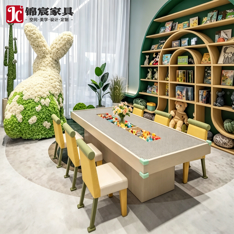 Children's Table and Chair Set for Sales Office Mezzanine, Kindergarten Craft Table, Painting and Reading Table and Chairs, Public Area Children's Furniture Children's Table and Chair Set for Sales Office Mezzanine, Kindergarten Craft Table, Painting and Reading Table and Chairs, Public Area Children's Furniture