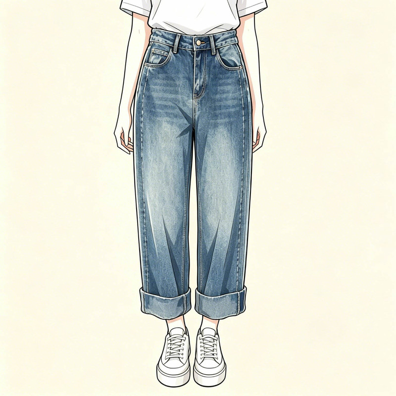 Hooxunuet【Reese Street】 Personalized Embroidered Rolled Hem Jeans Hx915W086 Hooxunuet【Reese Street】 Personalized Embroidered Rolled Hem Jeans Hx915W086