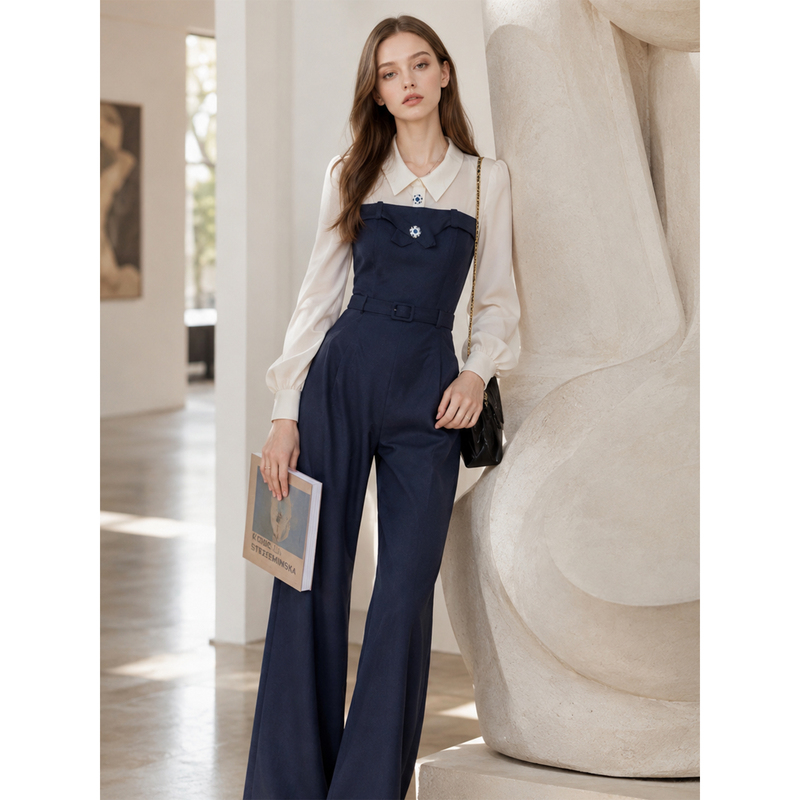 Veesmile Early Autumn Elegant and Sophisticated Color-Blocked Outfit, a Complete Set of Stylish and Slimming Jumpsuits for Women Veesmile Early Autumn Elegant and Sophisticated Color-Blocked Outfit, a Complete Set of Stylish and Slimming Jumpsuits for Women