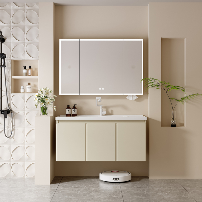 Mona Lisa Stainless Steel Honeycomb Aluminum Bathroom Cabinet Combination with Integrated Ceramic Washbasin for Washing Face and Hands