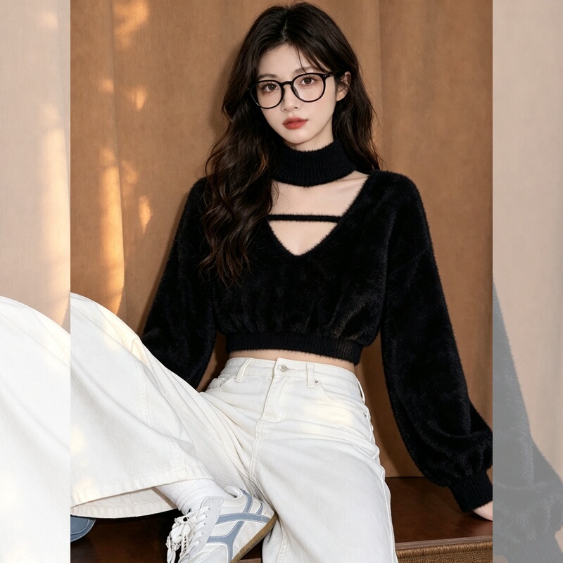Black Long-Sleeved Knitwear Early Autumn Women's Style 2026 New Model Inner Sweater Jacket Base Layer Commuting Outfit Top Black Long-Sleeved Knitwear Early Autumn Women's Style 2026 New Model Inner Sweater Jacket Base Layer Commuting Outfit Top