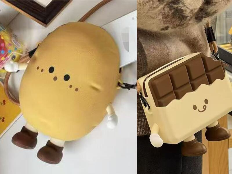 Q Version of the Cute Uncle, Potato Bun, Potato Phone Bag, Single Shoulder Crossbody Bag, Large Capacity Silicone
