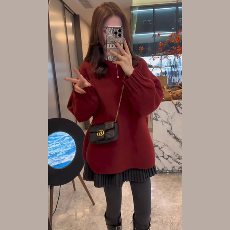 2026 Autumn/Winter European and American Style Loose Versatile Knit Sweater High-Waisted Hip-Covering Skirt Sweet Japanese Two-Piece Set Trendy 2026 Autumn/Winter European and American Style Loose Versatile Knit Sweater High-Waisted Hip-Covering Skirt Sweet Japanese Two-Piece Set Trendy