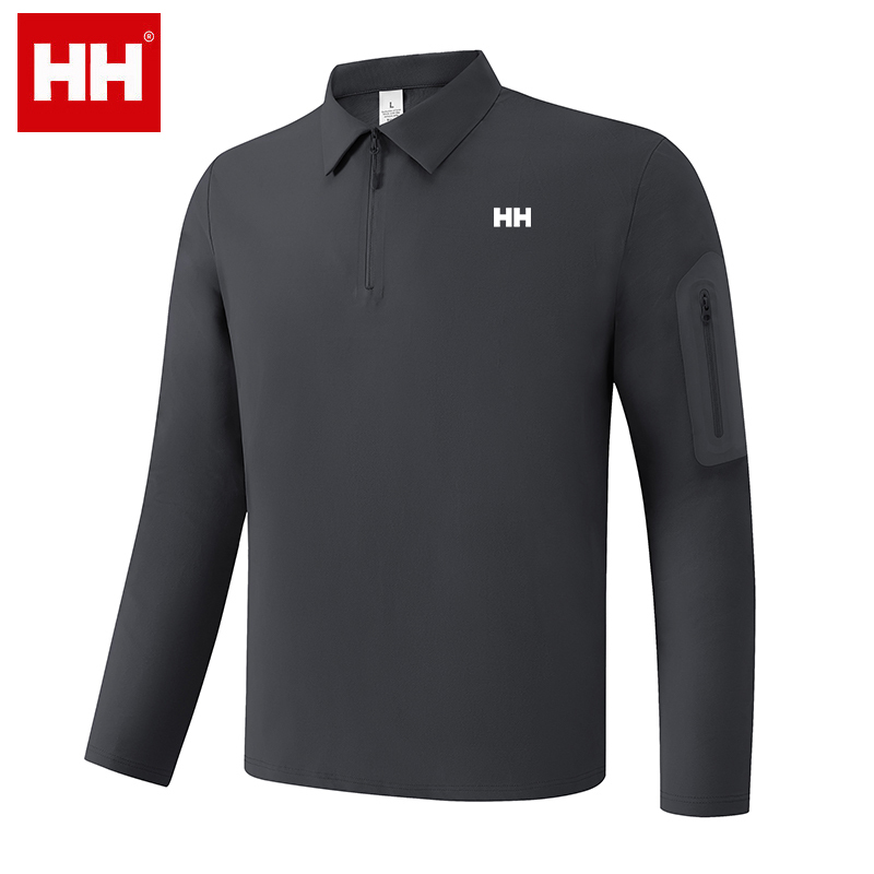 [Same Style as Wang Yibo] Hh 2026 Men's Basic Long-Sleeved Polo Shirt for Daily Commuting and Outdoor Quick-Drying Sun Protection