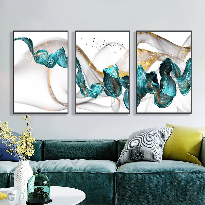 Living Room Decoration Painting Sofa Background Wall Modern Simplicity Abstract Atmosphere Nordic Hung Painting High Light Extravagant triple murals