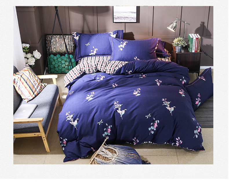 Ông Swe sinh thái dày ấm chải bông denim 1,5 m Bộ đồ giường áp dụng tờ 1.8m - Bộ đồ giường bốn mảnh mẫu chăn ga gối đệm đẹp