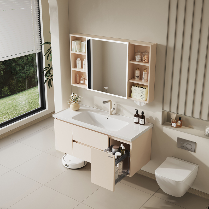Arrow Brand Ceramic Integrated Basin Bathroom Cabinet Set, Modern Minimalist Washroom with Pull-Out Basket, Washbasin Cabinet Arrow Brand Ceramic Integrated Basin Bathroom Cabinet Set, Modern Minimalist Washroom with Pull-Out Basket, Washbasin Cabinet