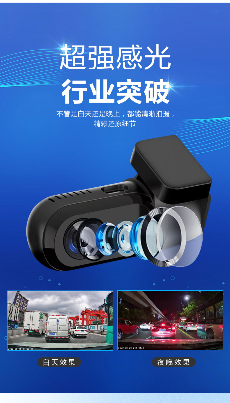 USB HD dash cam, speed monitoring device, in-car camera with HD night vision, and ADAS auxiliary functions