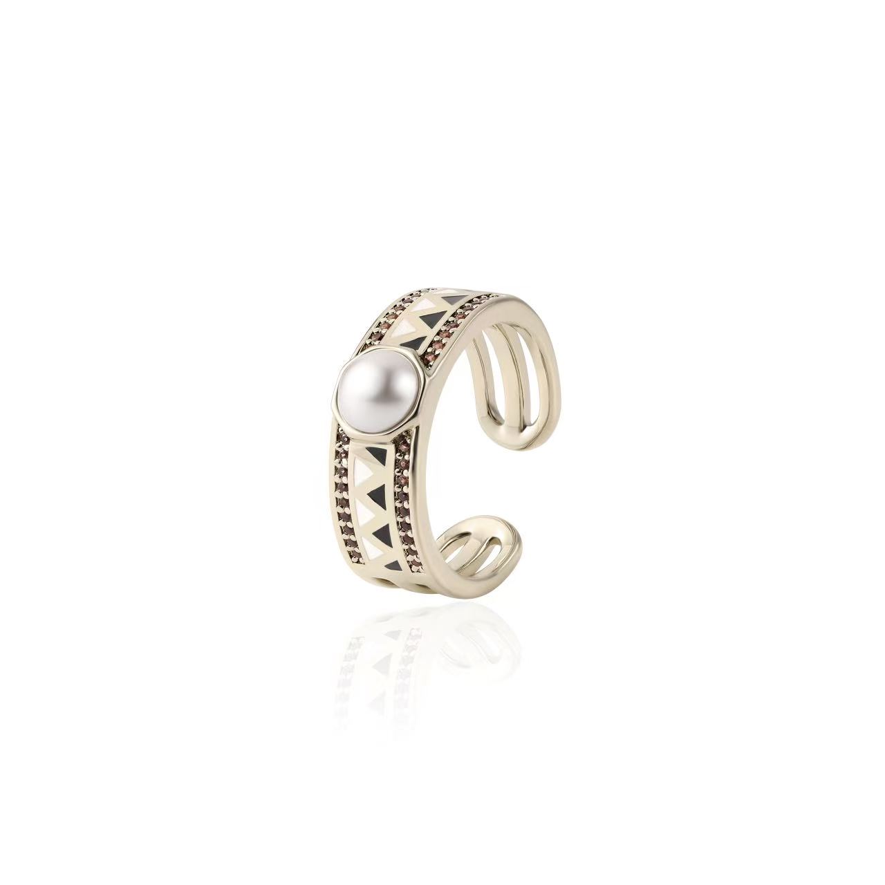 Original original secret realm trace triangular temple open ring Z519