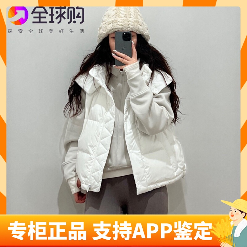 Canadian Lulu Puff down Vest for Women, Autumn and Winter Outdoor Warm White Duck down Sports Hooded Jacket for Layering