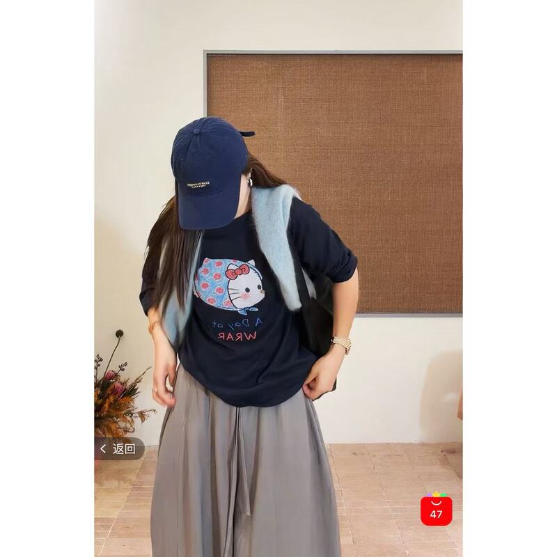 8.29 Korean Style Age-Reducing Outfit! Childlike Cartoon Print Kitten Long-Sleeve T-Shirt, Length 64, Bust 124 8.29 Korean Style Age-Reducing Outfit! Childlike Cartoon Print Kitten Long-Sleeve T-Shirt, Length 64, Bust 124