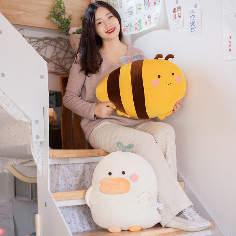 Cute Duck Bee Pillow Office Chair Lumbar Backrest Children's Room Bay Window Decoration Bedside Cushion Girly Heart