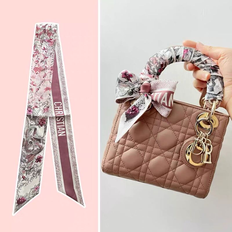 Suitable for Dior Tote Bags, Silk Scarves, Long Neck Scarves, Hairbands, Decorative Accessories for Princess Diana Bags, Handle Straps, and Bag Ribbons