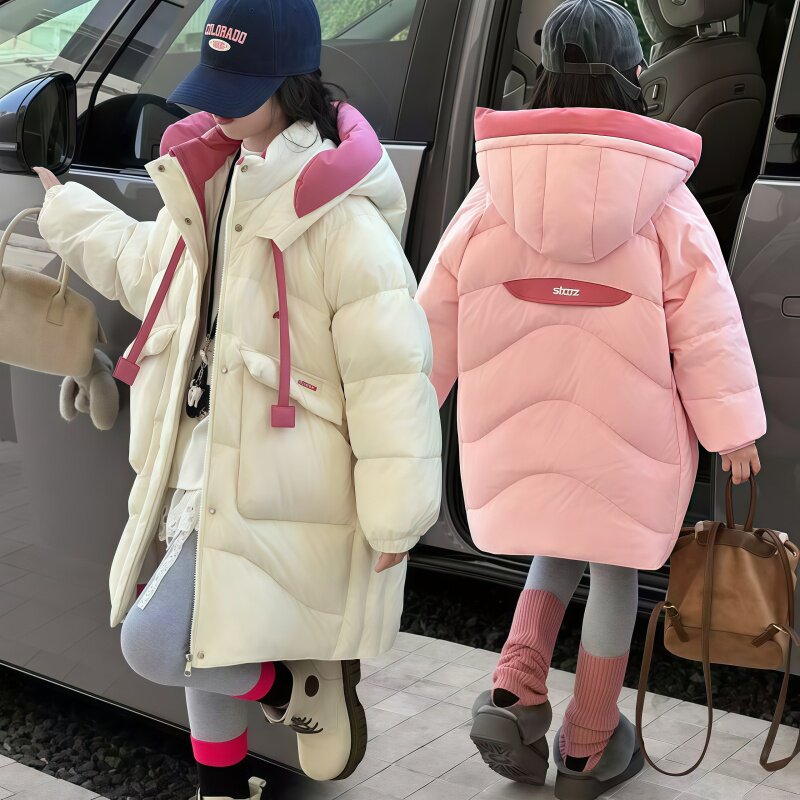 女童冬季棉服加厚中长款连帽棉袄新款女孩中大童冬装保暖棉衣外套 厚衣实拍商品图