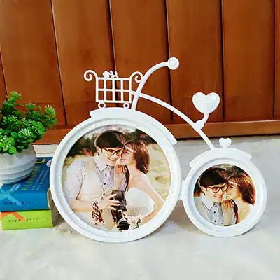 One-piece combination photo frame table bicycle with photo frame creative fashion children's baby wedding photo table set plastic