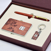 Chinese characteristics small gifts practical to send foreign guests to foreigners Chinese style mahogany pen bookmarks Business box business set