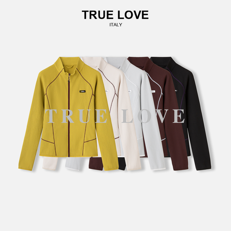 [Action-Oriented] Waffle Texture Contrasting Color Bone Line Stand Collar Jacket Td3C9112388A