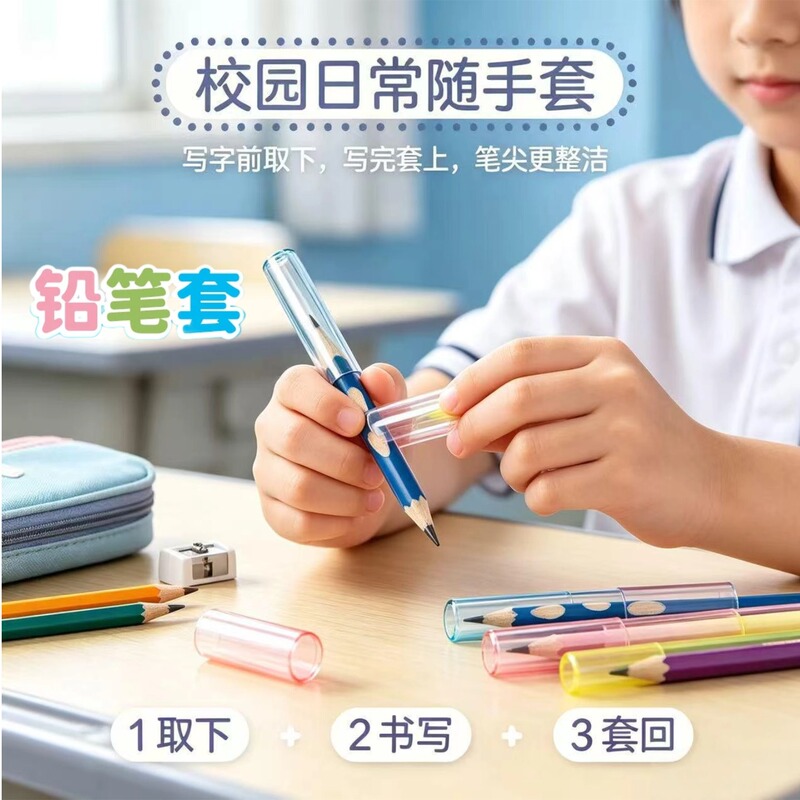 Pencil Cap for Primary School Students, Children's Pencil Holder, Transparent Protective Cover, Kindergarten Correction Tool, Simple Anti-Bite Stationery Pencil Cap for Primary School Students, Children's Pencil Holder, Transparent Protective Cover, Kindergarten Correction Tool, Simple Anti-Bite Stationery