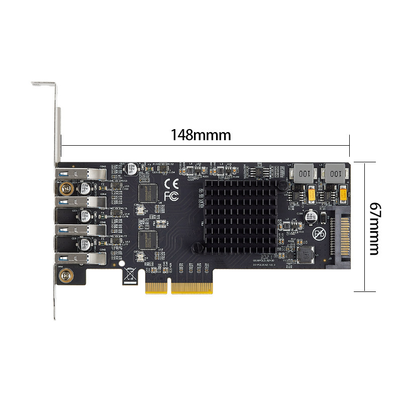 Карта расширения LeXuan PCI-E to 4-port USB 3.2 Gen2 (10Gbps x4)