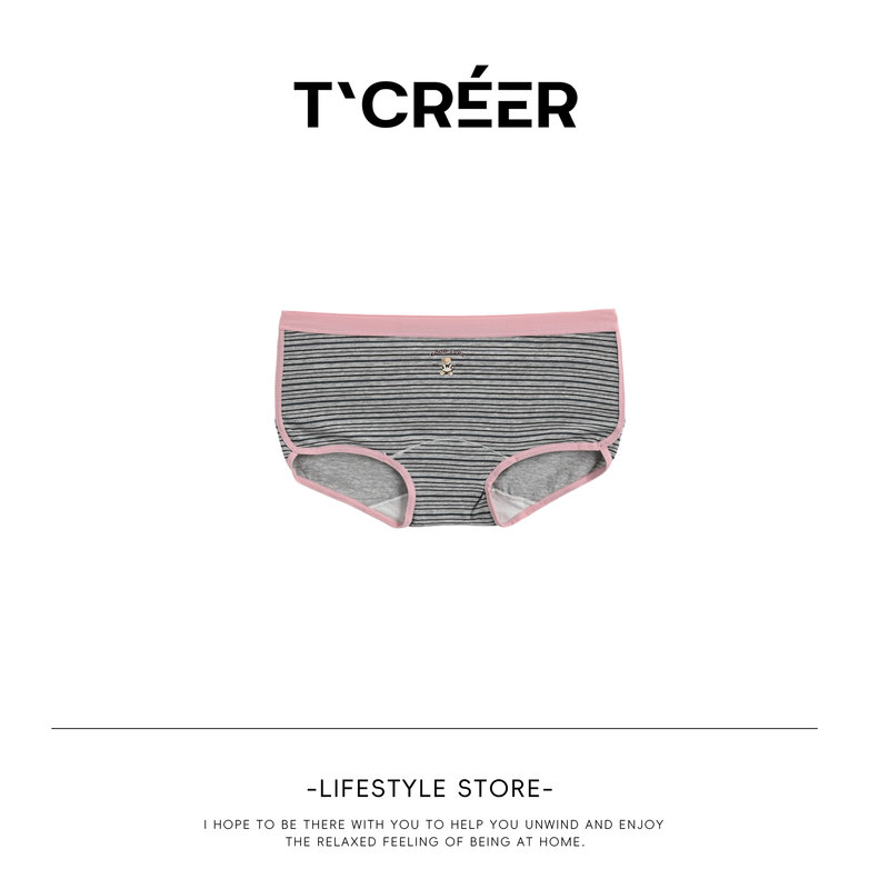 T`Creer|Yurouxu Simple Striped Small Animal Print High Elastic Comfortable Fitted Underwear T`Creer|Yurouxu Simple Striped Small Animal Print High Elastic Comfortable Fitted Underwear