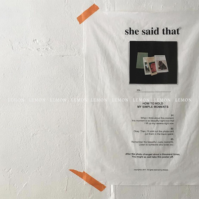 South Korea INS Tongan English hanging cloth sticker wall Minsleeping bedroom Home Residence Decoration Photo Props Online Red Background Cloth