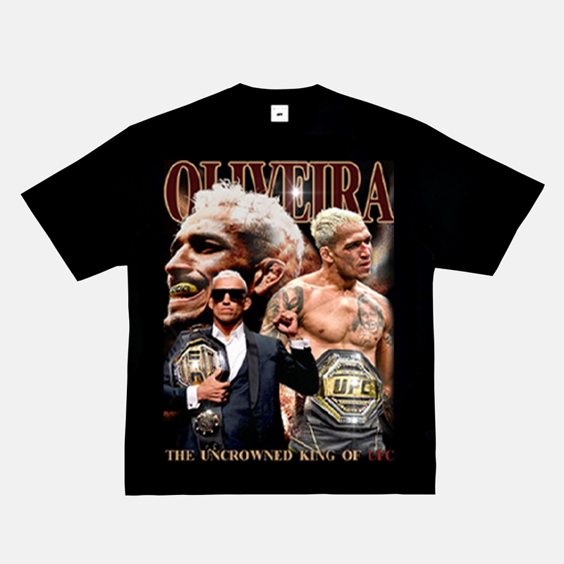 Muc Oliveira Printed American High Street Heavyweight Pure Cotton Crew Neck Short-Sleeve T-Shirt for Men Ufc Fighting Loose Top Muc Oliveira Printed American High Street Heavyweight Pure Cotton Crew Neck Short-Sleeve T-Shirt for Men Ufc Fighting Loose Top